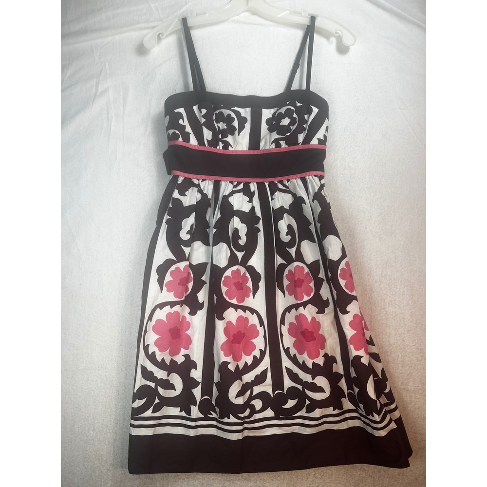 Jodi Kristopher Brown Pink Floral Sundress Fit Flare Adjustable Straps Size 3/4‎